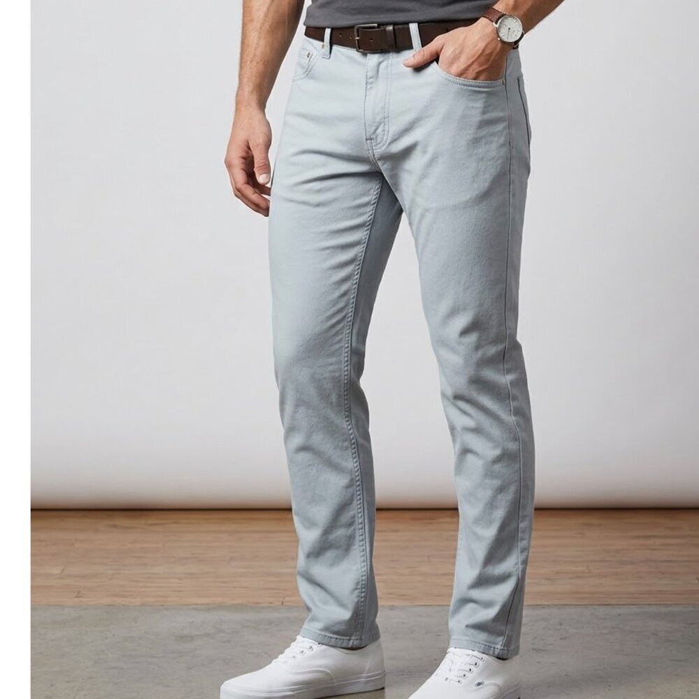 Bonobos Men's 29/30 Tailored Fit Stretch Washed Chino Pants Light Grey